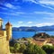 Elba island, Portoferraio aerial view from fort. Lighthouse and