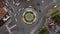 Elbasan, Albanian October 2022: Drone shot of roundabout from above, Watching the flowing traffic from above