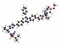 Elbasvir hepatitis C virus (HCV) drug molecule (NS5a inhibitor). Atoms are represented as spheres with conventional color coding: