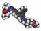 Elbasvir hepatitis C virus (HCV) drug molecule (NS5a inhibitor). Atoms are represented as spheres with conventional color coding: