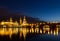 Elbe river with Catholic Church, Dresden, Germany