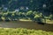 Elbe river in Labske Piskovce czech tourist area viewed from Belveder prospect in afternoon on 8th September 2018