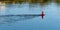 Elbe river red buoy water flow turbulence evening