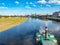 Elbe river with steamer in Dresden