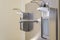 Elbow soap and antiseptic dispenser or sanitizer wall mounted for hand disinfection and water tap sink with faucet bathroom or