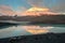 Elbrus top in sunset lights