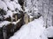 Elbsandsteingebirge: Icicle over sandstone with snow