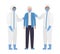 Elder man with mask and doctors with protective suits against Covid 19 vector design