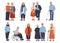 Elder people. Old man and woman standing, person couples, senior older lady, grandmother and grandfather group, happy