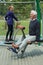 Elder people in outdoor gym