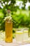 Elderflower lemonade and bottle of homemade syrup