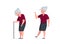 Elderly active joyful and unhealthy sick pensioner comparison. Healthy happy and sad tired old age concept. Weakness