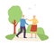 Elderly active people dancing and having fun flat vector illustration isolated.