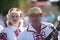 An elderly Belarusian or Ukrainian man wearing a straw hat. Village Slavic inhabitant