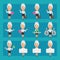 Elderly business lady in different poses and emotions Pack 2. Big character set