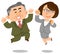 Elderly business person man and woman jumping