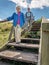 Elderly couple in the British countryside at Danebury Ring