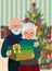 Elderly couple celebrating Christmas