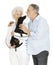 Elderly couple with a dachshund