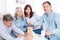 Elderly couple with family Closeup making a pyramid with empty wooden cubes close up