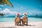 Elderly couple, gracefully settled in beach chairs, savoring the timeless tranquility of a tropical beach. Ai generated