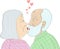 Elderly couple in love kissing
