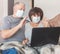 Elderly couple in medical masks during the pandemic coronavirus