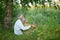 Elderly couple on nature at summer