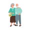 Elderly couple. Old caucasian bearded man and woman cartoon flat design illustration. Happy family. Vector picture