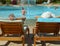 Elderly couple at pool