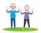 Elderly couple practicing yoga. Active Grandparents doing exercises