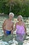 Elderly couple rest at tropical beach