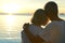 Elderly couple rest at tropical beach