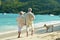 Elderly couple rest at tropical resort