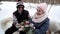 Elderly couple on the rink