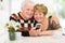Elderly couple smart phone