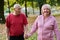 Elderly couple strolling through the breathtaking beauty of nature, maintaining their vitality and serenity, embracing