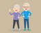 Elderly couple strong body with doing exercises