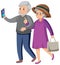 Elderly couple travelers vector