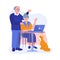 An elderly couple using a laptop. Vector illustration