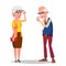 Elderly Couple Vector. Modern Grandparents. Feeling Happy. Aged. European. Isolated Flat Cartoon Illustration