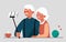 Elderly couple vector. Taking selfie. Grandfather and grandmother. face emotions. happy people together