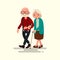 Elderly couple walking. Vector illustration