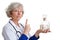 Elderly doctor shaking finger