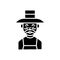 Elderly farmer black icon concept. Elderly farmer flat vector symbol, sign, illustration.