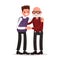 Elderly father and adult son together. Vector illustration of a