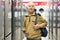 elderly grayhaired man pensioner looking refrigerator at counter in showroom of electrical appliance hypermarket