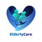 Elderly healthcare heart shaped logo. Nursing home sign.