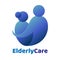 Elderly healthcare heart shaped logo. Nursing home sign