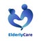 Elderly healthcare heart shaped logo. Nursing home sign